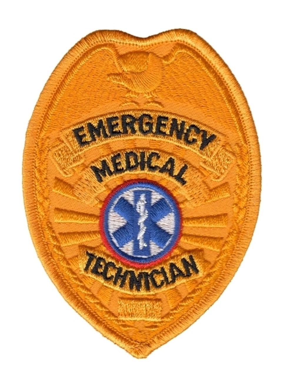 EMT Badge Patch, Gold, 2-1/2 x 3-1/2 - Emblem Enterprises